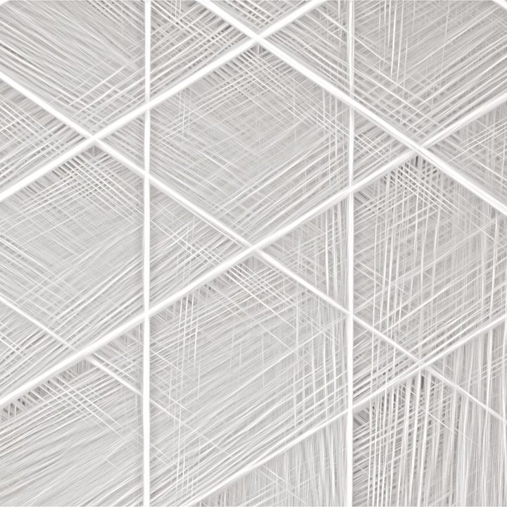 White lattice grid structure photographed against a bright sky